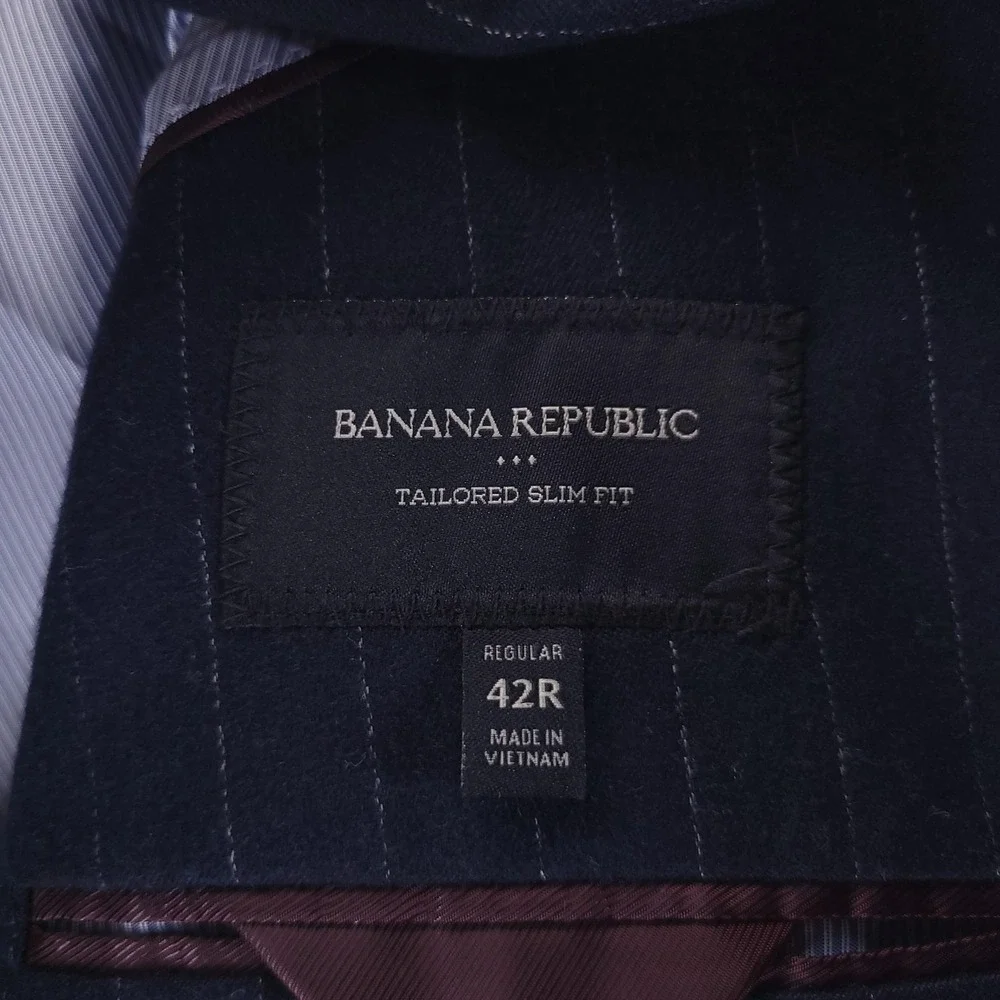 Banana Republic Suit Jacket Mens‎ 42R Blue Pinstripe Tailored Slim Fit Stretch